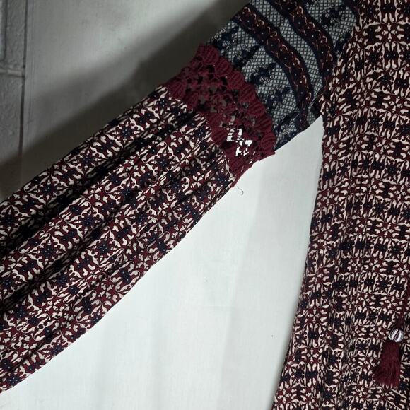 J. Roberts Multicolor Bohemian Crochet Trim Tassel Peasant Tunic Beaded Medium - Picture 6 of 12